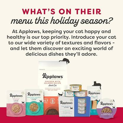 Applaws Natural Wet Canned Cat Food, Limited and Natural Ingredients, High Protein with No Artificial Additives, Holiday Edition Cat Food Variety Pack in Broth (6 x 2.47oz Cans)