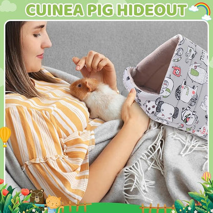 Ripeng 6 Pcs Guinea Pig Hideout Guinea Pig Bed House Rabbit Tunnel Washable Small House Cage Accessories for Hedgehog Mouse Chinchillas Hamster Ferrets Bearded Rats(7.9inch Ocean Park)