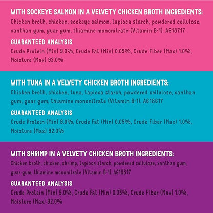 Purina Friskies Grain Free Wet Cat Food Lickable Cat Treats Variety Pack, Lil' Soups With Salmon, Tuna or Shrimp - (Pack of 30) 1.2 oz. Cups