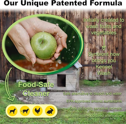 Synbiont Kennel Wash 32 oz Ready to Use - Cleaner & Deodorizer for Birds, Cats, Dogs, Rabbits, Chickens - Dog Kennel Deodorizer Alternative - Pet Shampoo