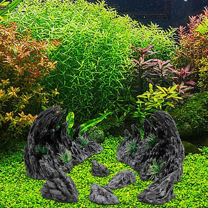 “Soul Valley” 7pcs Resin Aquarium Decor Set – Large Fish Tank Decorations, Imitation Stone Ornaments for 10-20 Gallon Tanks, Natural Live Rock Style Decor for Fresh/Saltwater Aquariums