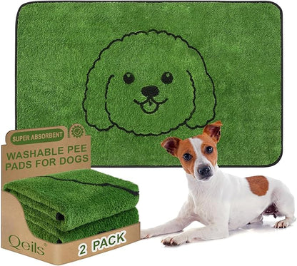 Qeils Reusable Puppy Pads, Washable Pee Pads for Dogs 2 Pack Durable Absorbent Leakproof Dog Training Pads for Home or Travel, Non-Slip Wee Wee Pads Potty Pads 48"x30"