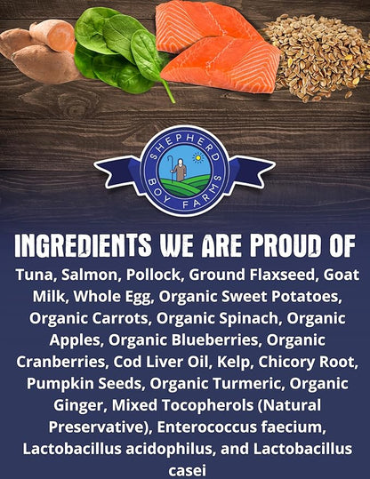 Freeze Dried Raw Dog Food, Fish Medley Recipe, All Natural, No Synthetics, Made in USA with Goat's Milk & Organic Produce, High Protein, Complete Meal (48oz)