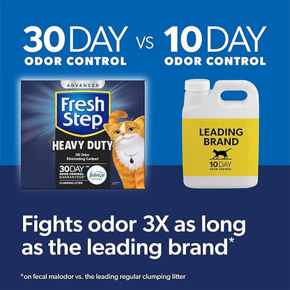 Fresh Step Clumping Cat Litter, Heavy Duty Advanced, Long Lasting 30-Day Odor Control with Odor Eliminating Carbon, 17.5 lb