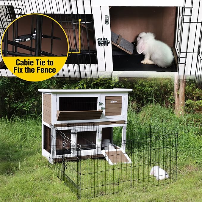 Aivituvin Pet Playpen Indoor & Outdoor Expandable Exercise Pen for Small Animals Rabbit cage with Waterproof Layer,Attach The Hutch Freely