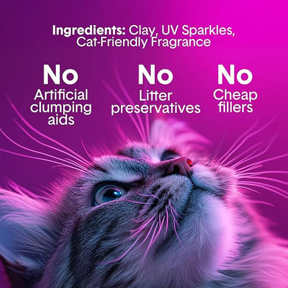 Boxie Glo Clumping Clay 30 Day Odor Control Cat Litter, 99.9% Dust-Free, Low Tracking, UV Light Attractant, 16 lb
