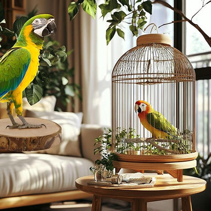 Natural Wood Bird Perches for Cage, Parrot Perch Stand & Platform, Bird Cage Accessories for Parakeets, Cockatiels, Conures, Lovebirds (Brown, Core Perch & Platform - 8PCS)
