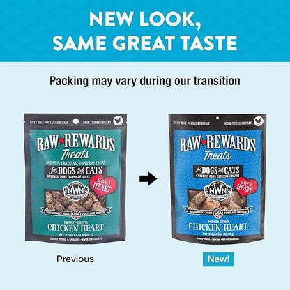 Northwest Naturals Raw Rewards Freeze-Dried Chicken Heart Treats for Dogs and Cats - Bite-Sized Pieces - Healthy, 1 Ingredient, Human Grade Ingredients, Natural, Proudly Made in USA, 3 Oz (Pack of 3)