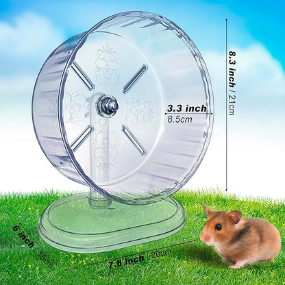 Silent Hamster Wheel, Super-Silent Hamster Exercise Wheels Accessories, Quiet Running Wheels, Adjustable Stand for Hamsters Mice Or Other Small Animals (White, Ф 8.3 inch)