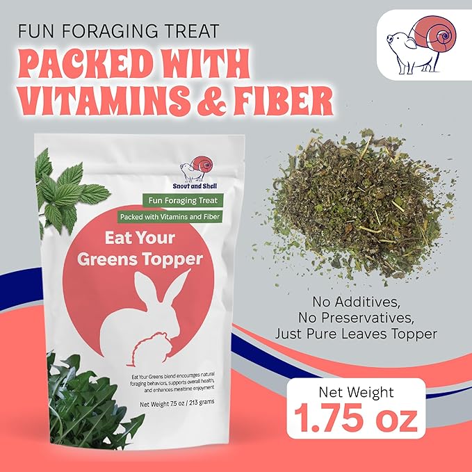 Snout and Shell 7 oz Eat Your Greens Topper – Natural Foraging Treat for Rabbits, Guinea Pigs & Chinchillas