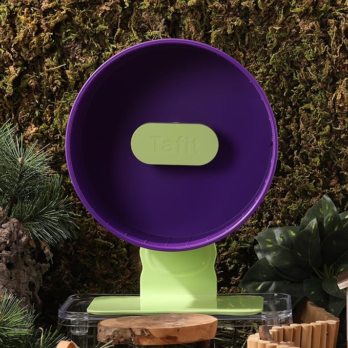 Silent Hamster Wheel 8.7 Inch Dual-Bearings Small Animals Quiet Running Exercise Wheels, Height Adjustable for Dwarf Hamsters, Gerbils, Mice, Hedgehog, or Other Small Pets, Grape Purple