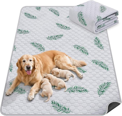 Washable Pee Pads for Dogs, 1Pack Reusable Puppy Pads, Super Absorbent & Leakproof Dog Pads, Anti-Slip Dog Pee Pads for Puppy Training & Incontinence, Leaf Pattern 65"x48"