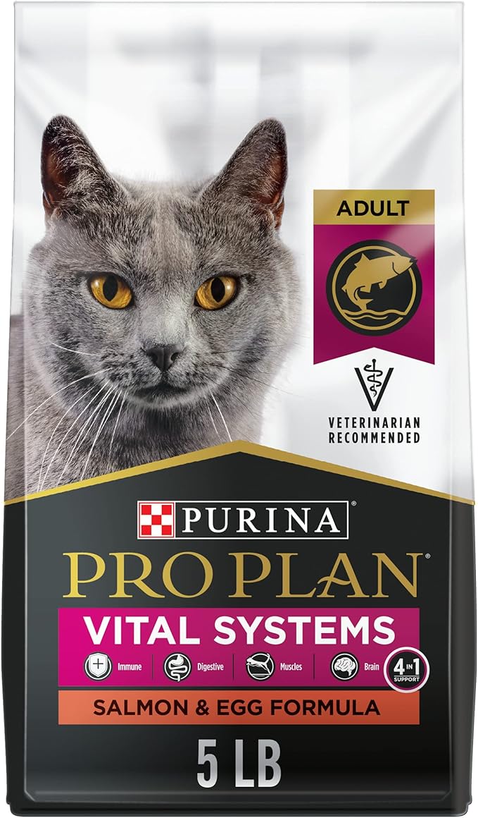 Purina Pro Plan Vital Systems Salmon and Egg Formula 4-in-1 Adult Dry Cat Food - 5 lb. Bag