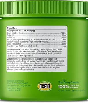 Zesty Paws Dog Allergy Relief - Anti Itch Supplement - Omega 3 Probiotics for Dogs - Salmon Oil Digestive Health - Soft Chews for Skin & Seasonal Allergies - with Epicor Pets – Hemp - 90 Count…
