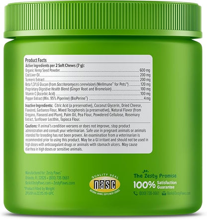 Zesty Paws Dog Allergy Relief - Anti Itch Supplement - Omega 3 Probiotics for Dogs - Salmon Oil Digestive Health - Soft Chews for Skin & Seasonal Allergies - with Epicor Pets – Hemp - 90 Count…