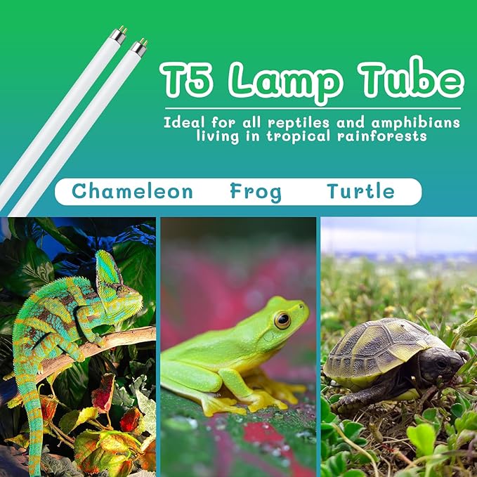 T5 UVB Reptile Light 39W 5.0,UVA UVB Light Bulb for Reptiles,2 Pack Reptile UVB Lamp Tube for Bearded Dragon