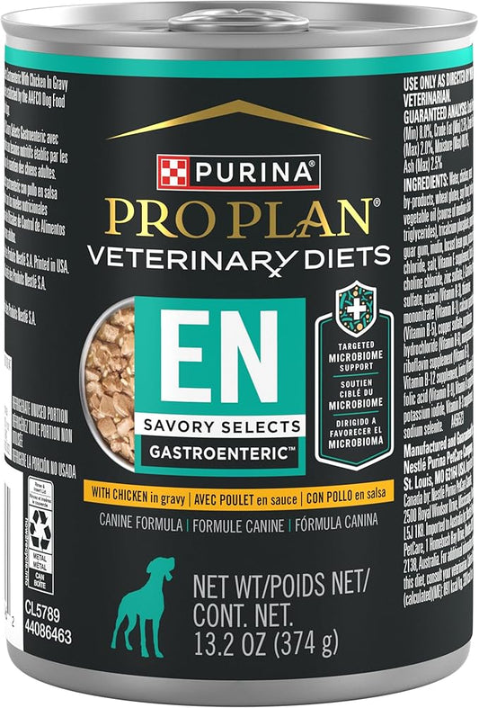 Pro Plan Veterinary Diets Purina EN Savory Selects Gastroenteric with Chicken in Gravy Canine Formula Gastrointestinal Dog Food - (Pack of 12) 13.3 oz. Cans