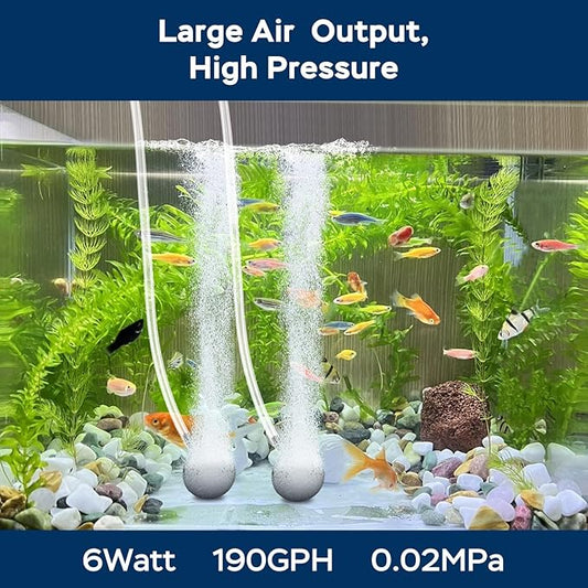 AquaMiracle Aquarium Air Pump Super Quiet Fish Tank Air Pump, Aquarium Bubbler Hydroponics Air Pump Oxygen Pump Pond Aerator