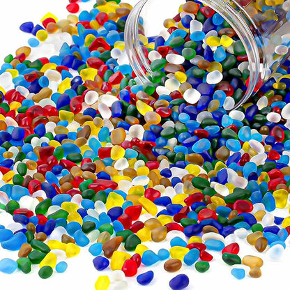 QEQEKAKA Colorful Sea Glass Stones for Crafts About 1LB (405g/14.28oz) Glass Pebbles Gemstones Bulk for Beaching Wedding DIY Decoration Aquarium Turtle Tank Vase Filler
