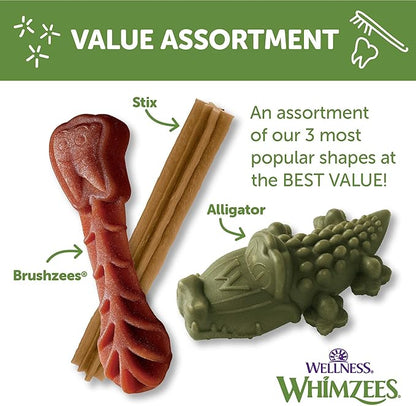 WHIMZEES Wellness Value Box Dog Dental Treats, Natural Chews, Small Size, (89 Count)