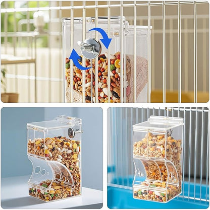 Automatic Feeder for Hamster with Gravity Feeding, Easy Refill, Transparent, Auto Food Dispenser for Hamsters Parrots Sugar Gliders and Other Small Animals (300 ML)