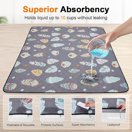 LOOBANI Washable Pee Pads for Dogs, 2 Pack Ultra-Absorbent and Leak-Proof Whelping Mats, Non-Slip Reusable Puppy Pads, Waterproof Puppy Training Mats for Playpen, Crate, Housebreak, 36x36in, Gray