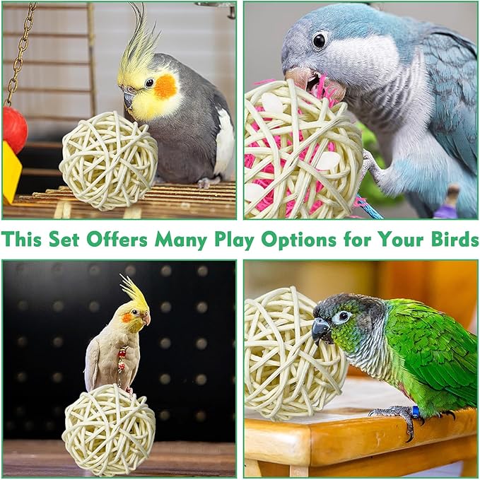 Tfwadmx 10 Pcs Willow Ball, Bird Foraging Toys Natural Bird Toys Chew Small Animal Chew Toy Activity for Parrot Macaw Hamster Guinea Pig Rat Parakeet Cockatiels Conure Finch Budgerigar Lovebird