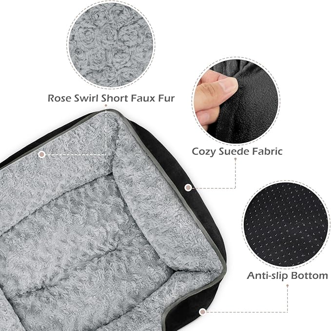 INVENHO Medium Dog Bed Rectangle Washable Orthopedic Soft Calming Sleeping Pet Cuddler with Anti-Slip Bottom