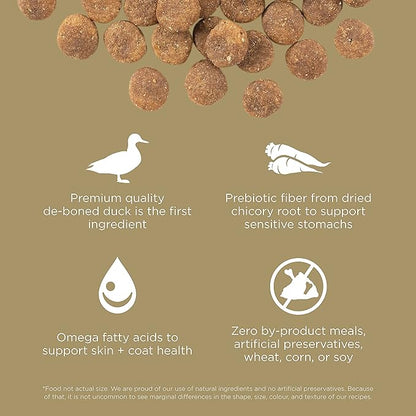 Go! Solutions Sensitivities Limited Ingredients, Grain-Free Dry Dog Food, Duck Recipe for Sensitive Stomach, 12 lb Bag