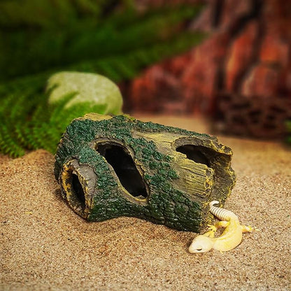 Resin Reptile Hideout Aquarium Decor Cave Shelter for Reptiles Fish Tank Ornament Safe Non Toxic for Lizards Snakes Fish Turtles Amphibians Terrarium Aquarium Accessories