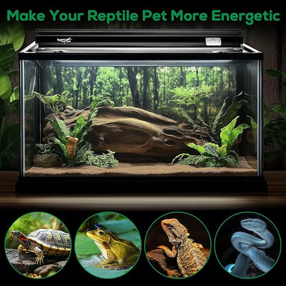 T5 Reptile Light Fixture Combo Kit 8W Light Fixture Reptile Terrarium Hood 10.0 UVB Light Bulb Fluorescent Tube Ideal for Tropical and Deserts Such as Bearded Dragon Lizards and Tortoises