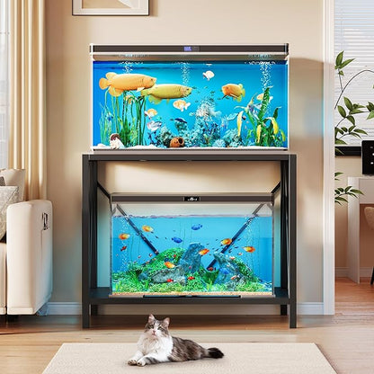 YTAHOME W Shape 40 Gallon Fish Tank Stand, 500lbs Capacity for Metal Aquarium Stand, 36.2" Lx18.3 Wx 29.3" H, Double-Layer Storage Design, Reptile Breeder Turtle Terrarium Stand for Home Office