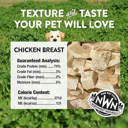 Northwest Naturals Raw Rewards Freeze-Dried Chicken Breast Treats for Dogs and Cats - Bite-Sized Pieces - Healthy, 1 Ingredient, Human Grade Pet Food, Natural, Proudly Made in USA, 10 Oz (Pack of 3)