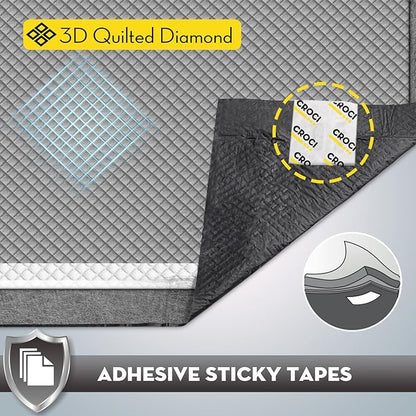 CROCI Charcoal Puppy Pads 23"x24" Standard Size, Odor-Control Carbon Dog Training Pads Absorbs Up to 4 Cups of Liquid, 6-Layer Leak-Proof & Quick Dry Pee Pads for Dogs, Disposable (100 Counts)