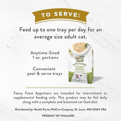 Purina Fancy Feast Appetizers Grain Free Wet Cat Food Complement White Meat Chicken Appetizer in a Savory Tuna Broth Cat Food Topper - (Pack of 10) 1.1 oz. Trays