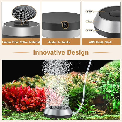 hygger Air Stone for Aquarium 3.5 Inch Fish Tank Bubble Kit Oxygen Diffuser with Air Tube, Check Valve Hydroponic Aeration Bubbler (Not Include Air Pump)