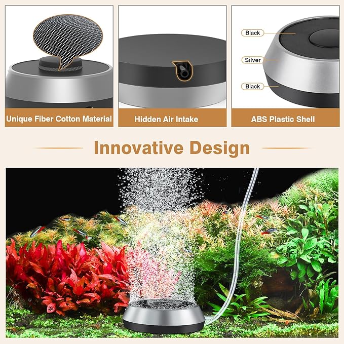 hygger Air Stone for Aquarium 4.7 Inch Fish Tank Bubble Kit Oxygen Diffuser with Air Tube, Check Valve Hydroponic Aeration Bubbler (Not Include Air Pump)