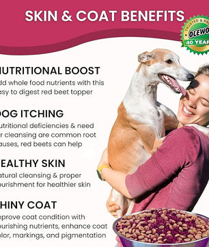 Olewo Original Red Beets for Dogs – Natural Dog Anti Itch, Dog Food Topper, Skin & Coat Support – Dehydrated Vegetables for Dogs, Dog Supplements & Vitamins, Toppers for Dogs, Fiber for Dogs, 5.5 lbs