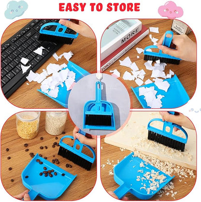 Yulejo 6 Pieces Guinea Pig Bed Mats with Cleaning Dustpan Brush Washable Plush Cage Lines Soft Fleece Sleeping Bedding Pads for Hamster Bunny Chinchilla Squirrel Small Animals (Cool Color, Star)