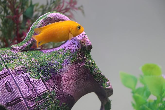 AQUA KT Aquarium Ruins Ancient Greek Leaning Vase Rock Broken Barrel Fish Hiding Cave for Cichlid Betta Marine Freshwater Fish Tank Decoration