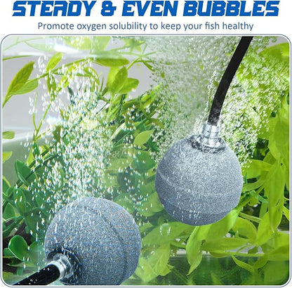 Reginary 10 Pieces Aquarium Air Stones 2 Inch Air Stone for Pond Hydroponics Ball Bubbler Oxygen Diffuser for Pump Fish Tank Bucket and DWC Reservoirs, Gray