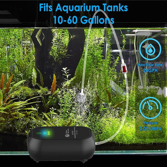 AquaMiracle USB Aquarium Air Pump Rechargeable Aerator for Bait Bucket, Portable Battery Powered Air Pump for Aquarium, Fish Tank Air Pump for Outdoor Fishing, Power Outage & Emergency