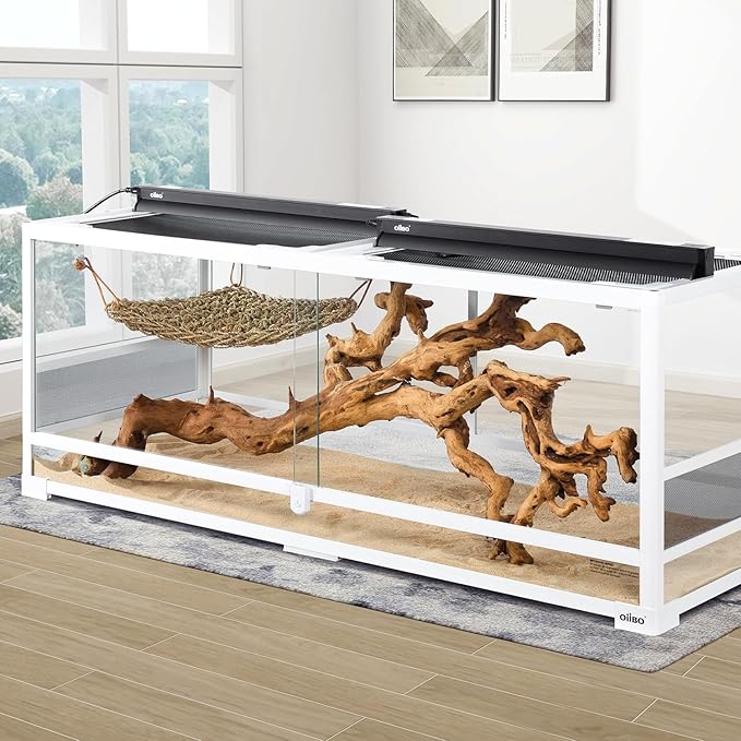 Oiibo UVB Reptile Light, 2PCS HO T5 10.0 UVB Reptile Light Fixture Kit, Connectable UVB Reptile Light for Large Terrarium, 24W Bearded Dragon UVB Light T5 Lamp Bulb