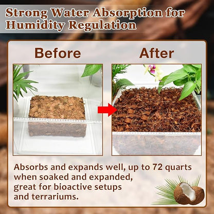 Halatool 10LB Coconut Chips Substrate for Reptiles 72QT Natural Coco Husk Snake Bedding for Ball Python Coco Coir Chip Terrarium Substrate for Tortoise Frog Gecko Hermit Crab Hamster