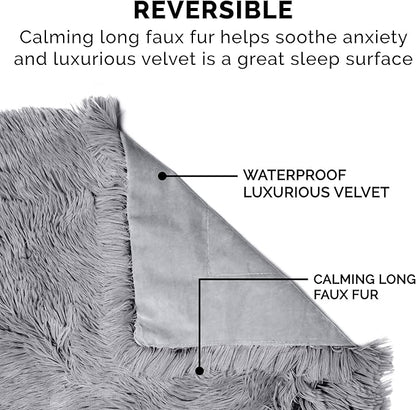 Furhaven Waterproof Throw Blanket for Dogs & Indoor Cats, Washable - Shaggy Plush Calming Long Faux Fur & Velvet Dog Blanket - Gray, Extra Large/XL