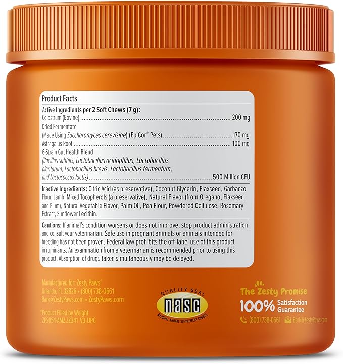 Zesty Paws Dog Allergy Relief- Dog Itching Skin Relief- Dog Probiotics for Itchy Skin and Itchy Ears- Dog Allergy Paw Relief- Dog Allergy Chews- Dog Itch Relief - Dog Skin Allergy Relief - Lamb - 90ct