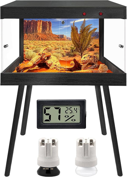 Royxen Bearded Dragon Tank with Metal Mesh Top and Leg Stand,Tempered Glass Reptile Tank,Reptile Enclosure,Lizard Tank for Chameleon,Snake,Lizard Habitat(24inch,Black)