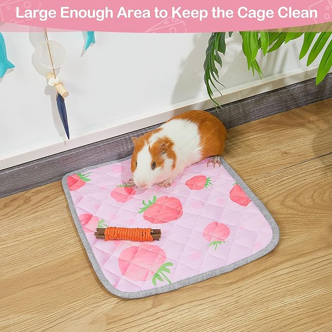 2 Pack Guinea Pig Bedding, Washable Guinea Pigs Cage Liner Reusable Guinea Pig Mat Waterproof Guinea Piggy Bedding for Cage, Super Absorbant Pee Pads for Small Animals Hamster Rabbit Squirrel