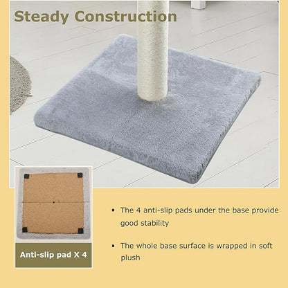 Dimaka 29" Height Tall Cat Scratching Post, Claw Scratcher with Sisal Rope and Covered with Soft Smooth Plush, Vertical Scratch [Full Strectch] for Standard Size Cats(Grey, 29 inches for All Cats)