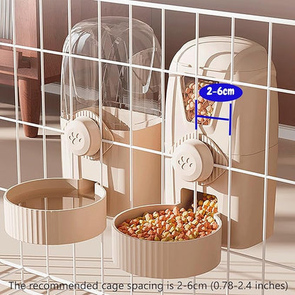 Hanging Cage Automatic Pet Food Water Dispenser 34oz, Large Capacity Feeder Gravity Refill Food and Siphon Suction Water Set for Dog Cat Rabbit Chinchilla and Ferret (Food and Water Dispenser)